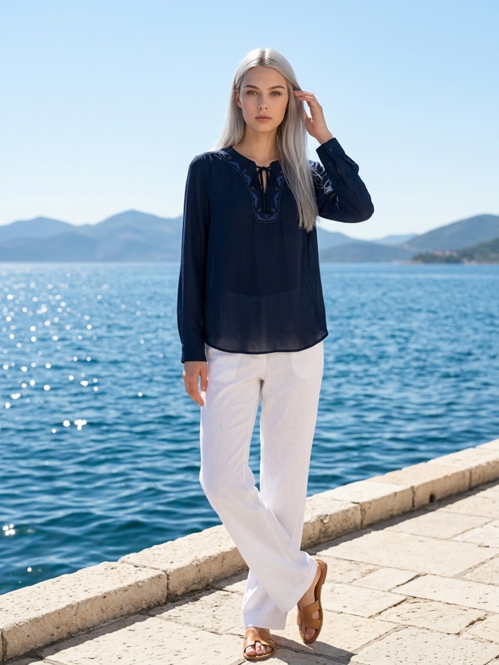 Banana Republic Navy Blouse Size M